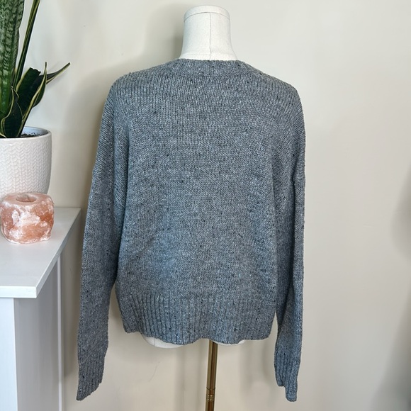 American Eagle Grey Henley Knit Sweater medium - Picture 3 of 7